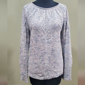 Chaps Cream And Light Blue Patterned Women's Sweater